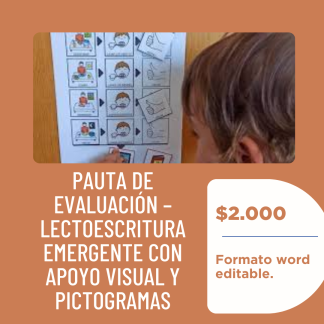 PAUTA DE EVALUACIÓN – LECTOESCRITURA EMERGENTE CON APOYO VISUAL Y PICTOGRAMAS