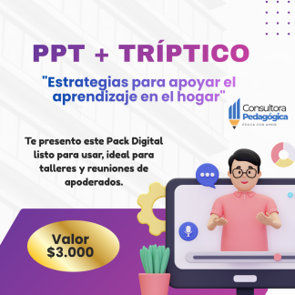 PACK DIGITAL: PPT + TRÍPTICO “Estrategias para apoyar el aprendizaje en el hogar”