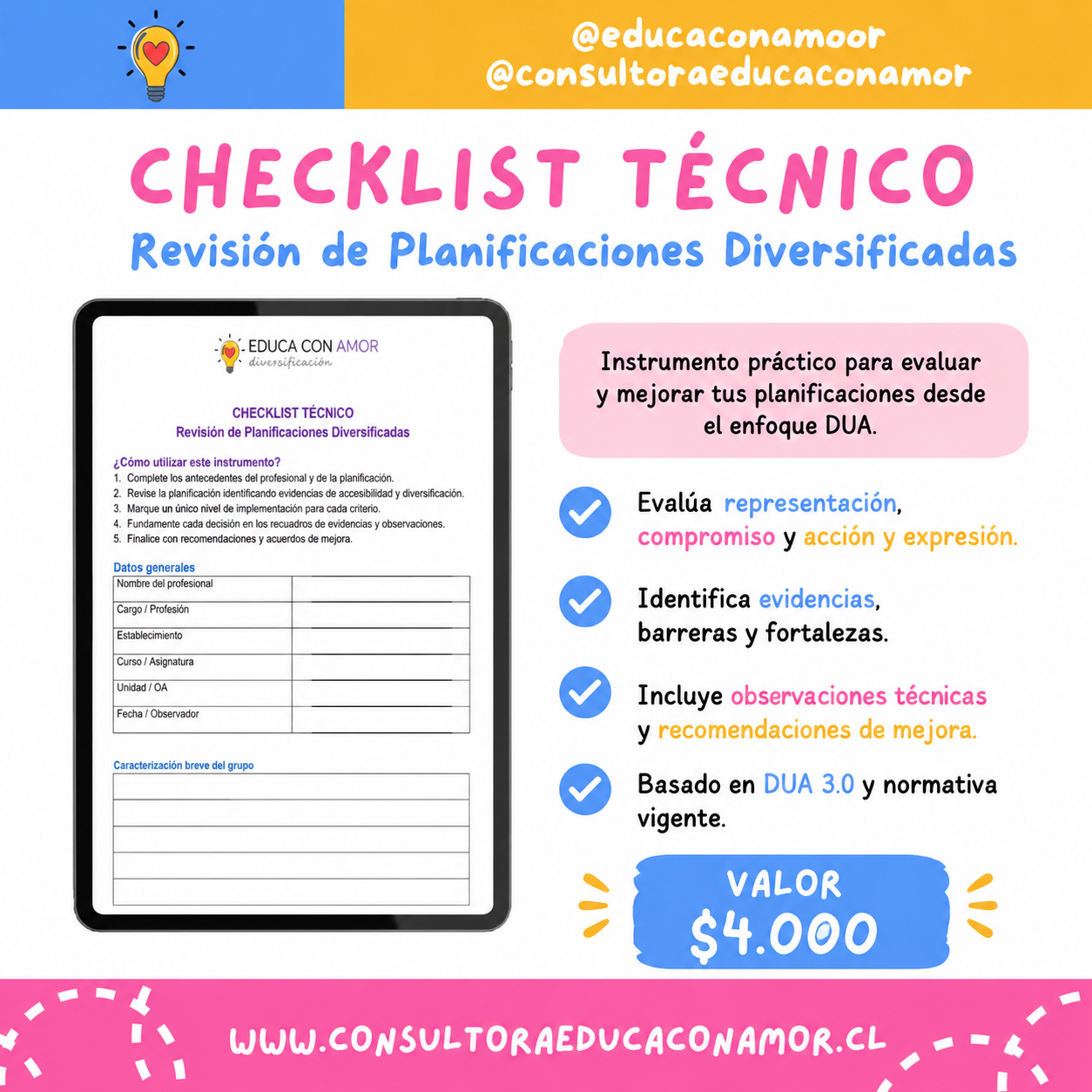 Checklist técnico revisión de planificación diversificada