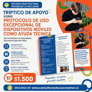 Tríptico sobre uso dispositivos moviles para estudiantes con NEE.